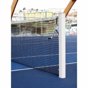INFINITE SPORT – Jeu de 2 Poteaux de Tennis Fixes Aluminium Nervuré Section Carrée 80x80mm – Pots d'Ancrage Béton Inclus