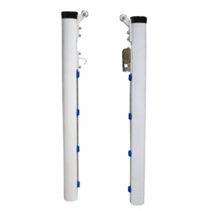 INFINITE SPORT – Jeu de 2 Poteaux de Tennis Fixes Aluminium Nervuré Ø 90mm avec Fourreaux – Ancrage Béton