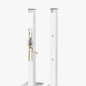 INFINITE SPORT – Paire de Poteaux de Tennis Carrés 80x80mm Laqué Blanc – Platine – Treuil Crémaillère & Capuchon Anti-UV Inclus